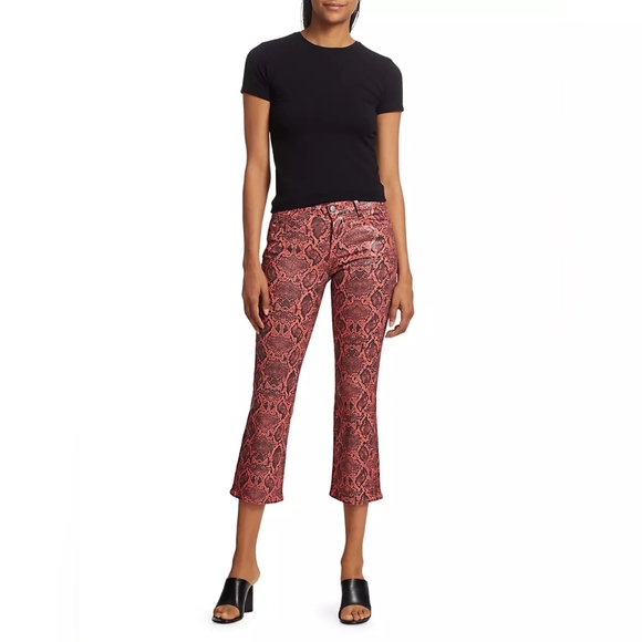 J Brand Selena Snakeskin Print Crop Bootcut Jeans Coated Kalani Boa Size 29 - Picture 5 of 12